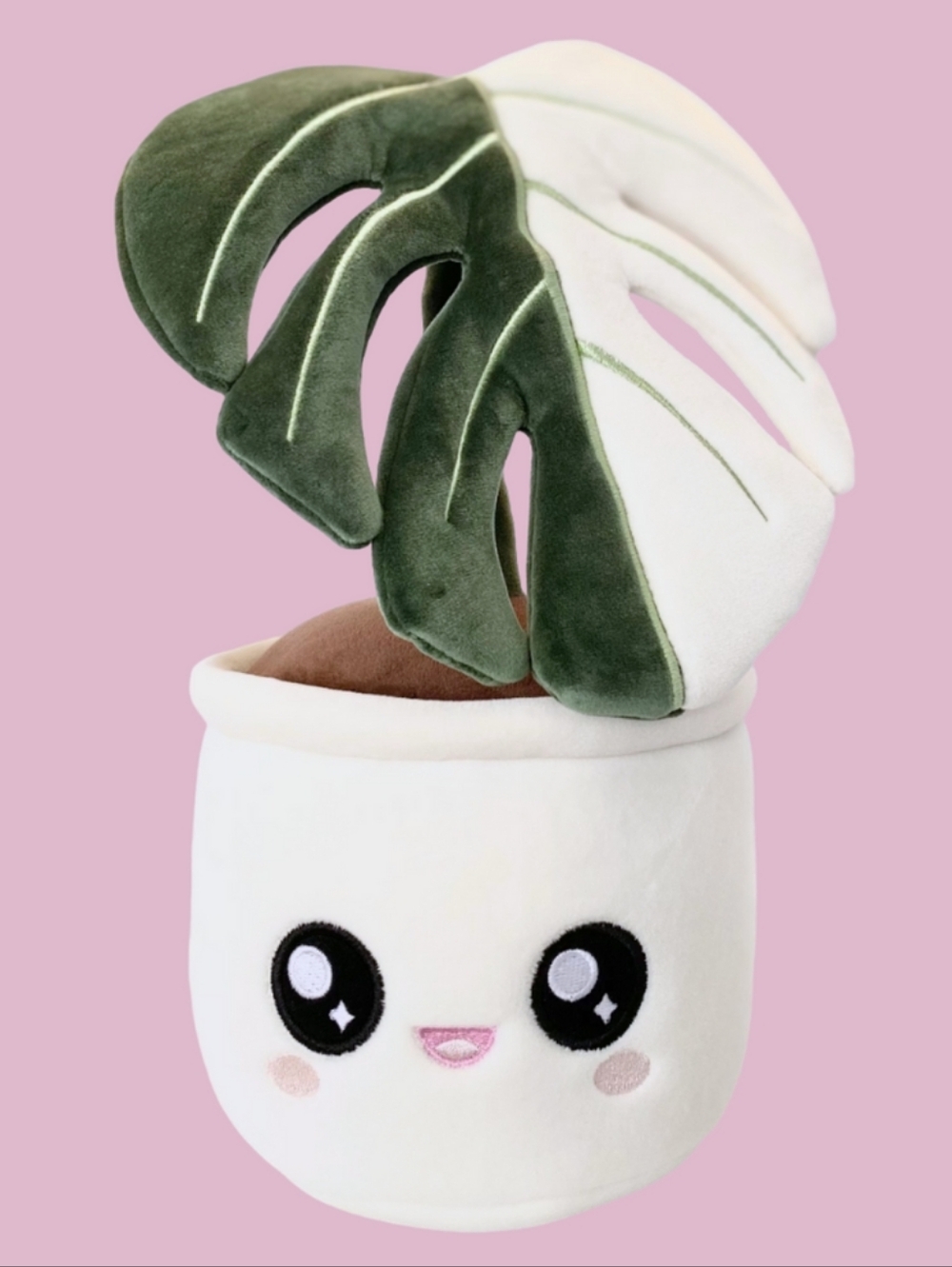 Blushiez Plant Plushie Monstera Deliciosa Albo Variegata Plant Approx 19" Tall